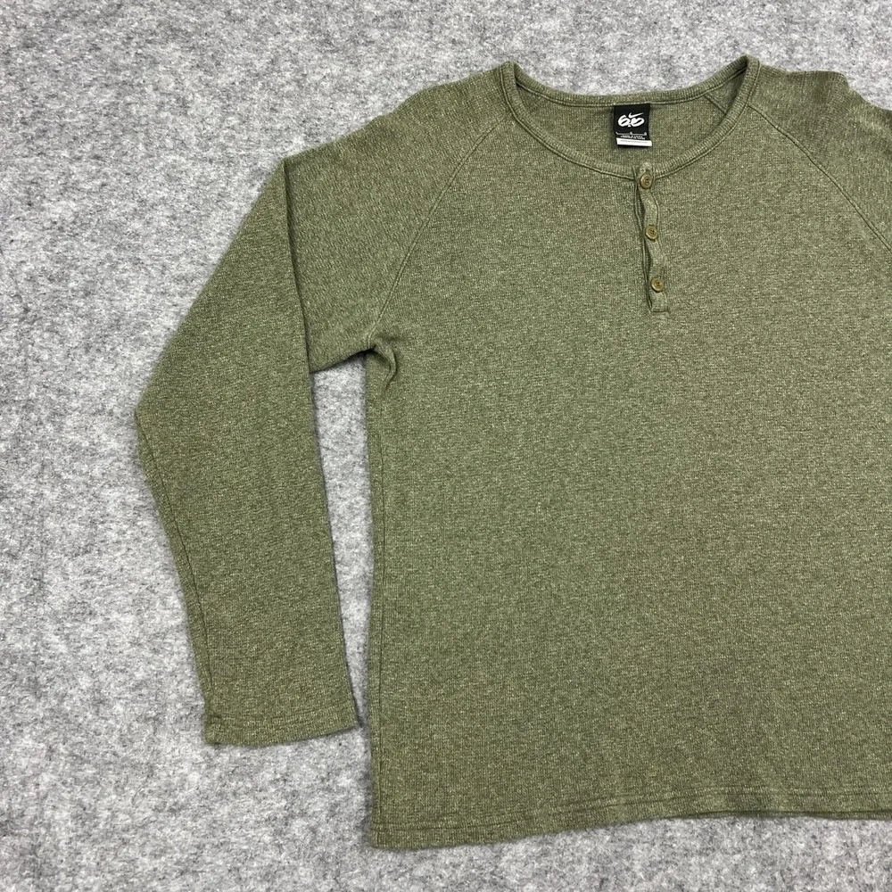 Nike Shirt Mens L Green Henley Crew Button Knit Pullover Thermal 6.0 Y2K